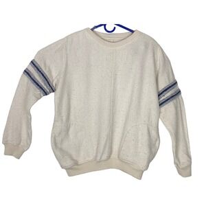 Vtg BIG G Imports Women Heavyweight Crewneck Cotton Sweater Sz XL Cream Blue